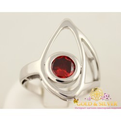 Серебряное кольцо с красным камнем 330602ср